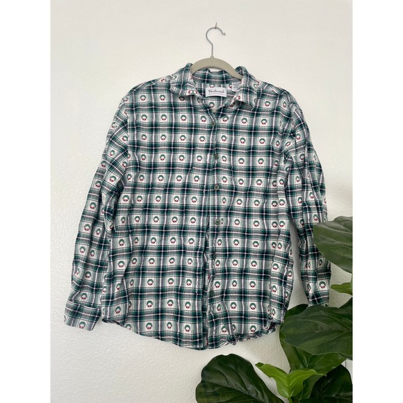 Vintage 90s Westbound Christmas Wreath Women's Flannel Size M - Picture 1 of 6